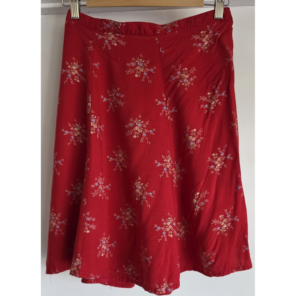 Clio Floral Mini Skirt Size S Red Rayon Women Retro Vintage USA Made
